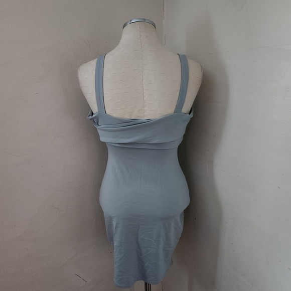 By The Way Ruched Twist Bodice Bodycon Mini Dress Light Blue Size XS - Picture 2 of 7